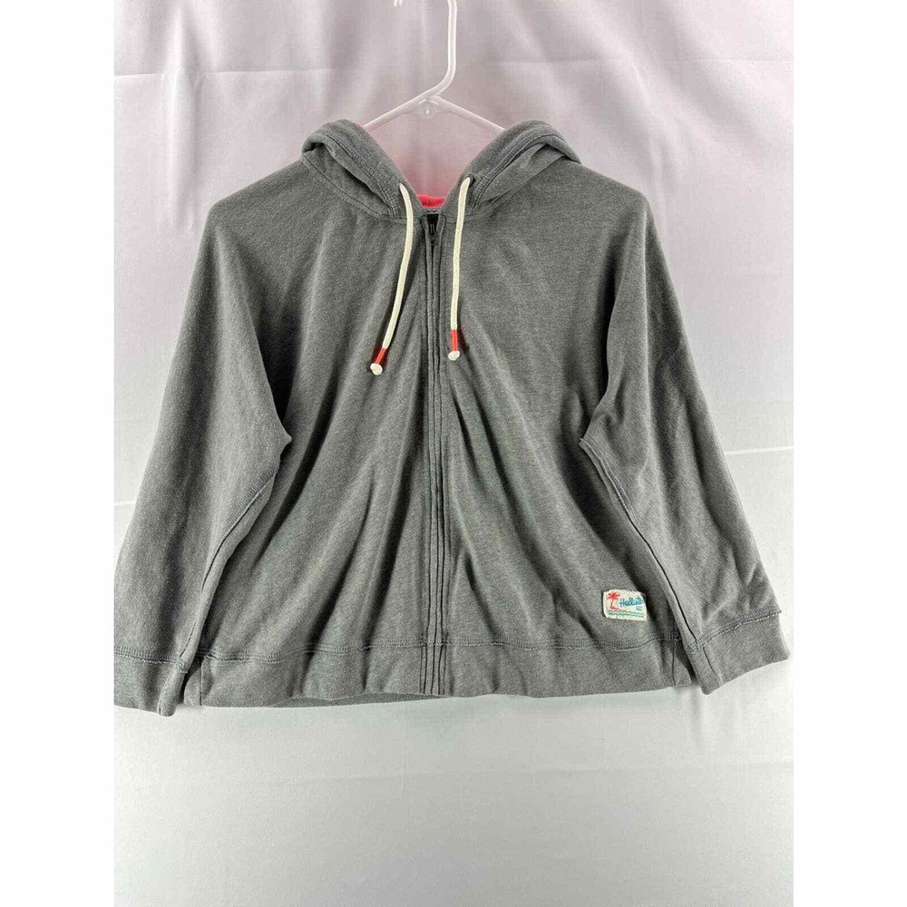 Hollister Womens Hooded Sweat Jacket S Gray Long Sleeve Full Zip Drawstring Logo
